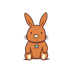 Obraz premium Cute bunny character with a star on its chest
