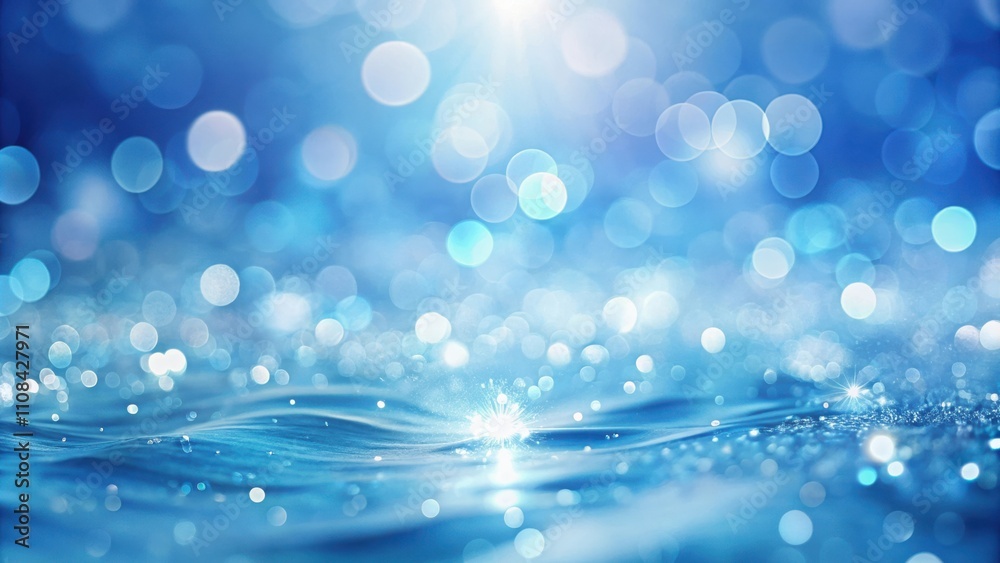 Aufkleber A shimmering blue background with abstract bokeh light effects and a subtle wave in the foreground.