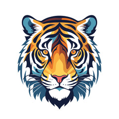 Colorful tiger head illustration in vivid design