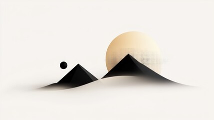 Minimalist mountain silhouette, clean black outlines on a neutral background, perfect for presentations