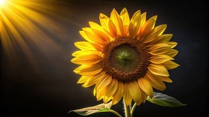 A vibrant sunflower basks in the radiant light of the sun, its petals reaching out like golden rays towards the warmth and brilliance of the sky.