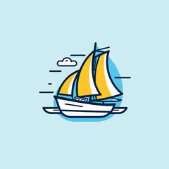 Obraz premium Sailing boat with yellow sails on a blue background