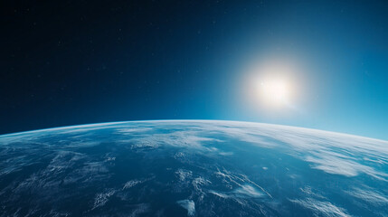 Fototapeta premium Cinematic planet earth view from the moon surface 