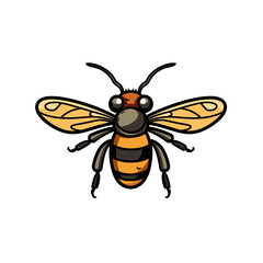 Fototapeta premium Detailed illustration of a honey bee flying in nature