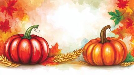 Harvest celebration with pumpkins autumn colors digital art nature scene vibrant viewpoint seasonal concept
