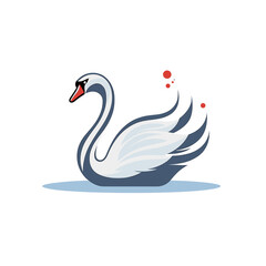 Fototapeta premium Elegant swan gliding on calm water at sunset