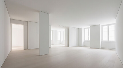 Fototapeta premium White clean empty architecture interior space room minimalistic studio background 