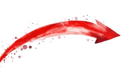 A red watercolor arrow curving to the right, symbolizing direction or movement.