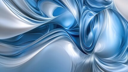Abstract Blue and White Swirling Fluid Design