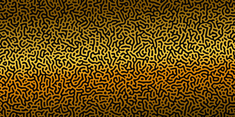 Abstract Reaction-diffusion Turing pattern natural texture golden gradient color scheme. Linear design with biological algorithm psychedelic background. Reaction-diffusion or truing patter