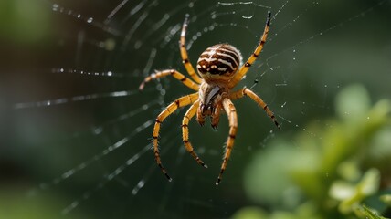 Here's a possible  and keyword list for your stock photo submission..  Striped spider on its web.