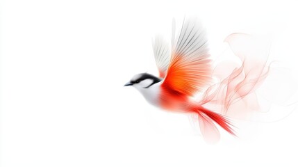 Obraz premium An elegant bird graphic blending artistic brush strokes and modern shapes, showcased on white.