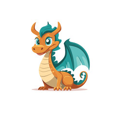 Cute cartoon dragon character with bright colors and playful design