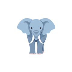 Obraz premium Cute blue elephant standing upright in a simple vector style