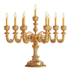 Amazing Vintage Gold Candelabras  Isolated On Transparent Background 