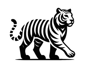 Obraz premium tiger engraving black and white outline