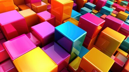 Obraz premium Colorful Shiny Cubes Abstract Background Design