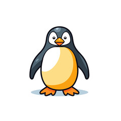 Fototapeta premium Colorful cartoon penguin standing playfully on a white background