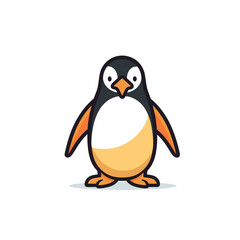 Obraz premium Cute cartoon penguin character standing with a cheerful expression in a simple design