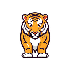 Fototapeta premium Brightly colored cartoon tiger illustration showcasing strength and beauty