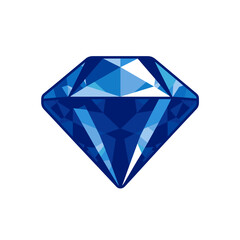 Blue diamond illustration with intricate facets and vibrant color