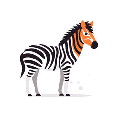 Obraz premium Colorful zebra with orange accents standing proudly against a simple background