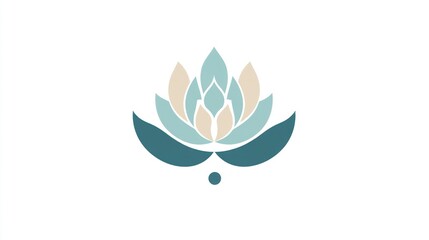 Design a logo for a yoga studio, using calming colors and a lotus flower symbol.