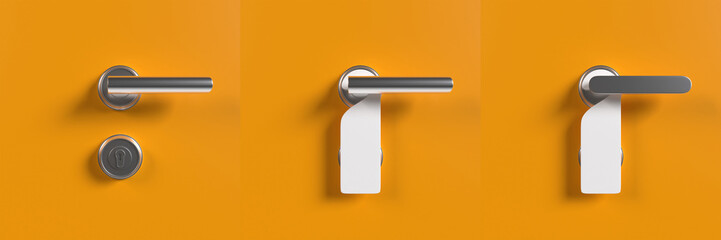 Set of Door Handle with For Sale Sign 3D Illustration for Real Estate Property Investment, Mortgage and Leasing