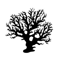 Fototapeta premium Stylized silhouette of an intricate coral structure against a plain background