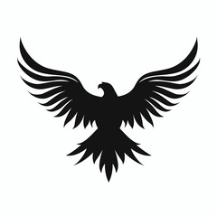 Fototapeta premium Black silhouette of a majestic eagle with spread wings in an elegant design