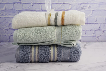 Soft and Cozy Bath Towels Stacked Elegantly in a Beautiful Display