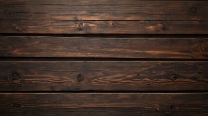 Obraz premium Closeup of dark brown wooden plank wall background texture.
