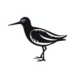 Obraz premium Bird standing on one leg among stylized vegetation in a minimalist design