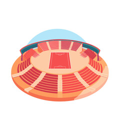 Obraz premium Design of a modern football stadium with tiered seating and vibrant colors