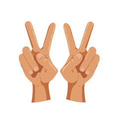 Fototapeta premium Two hands forming peace signs against a simple background