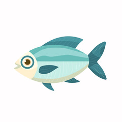 Obraz premium Colorful cartoon fish swimming in a bright and simple style in a digital illustration