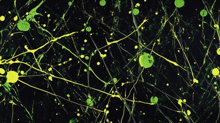 Black background with neon green paint splashes