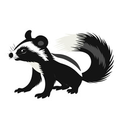 Obraz premium Illustration of a black and white animal with bushy tail and distinct markings