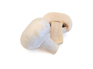 A sections of mushroom in bowl on white