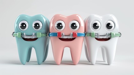 Fototapeta premium Straightening journey: orthodontic bracket or brace, focusing on dental treatment concept designed to correct misaligned teeth, enhance oral function, boost confidence with beautifully aligned smile.