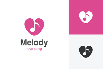 Romantic melody and love song logo icon design graphic symbol for favorite song vector logo template