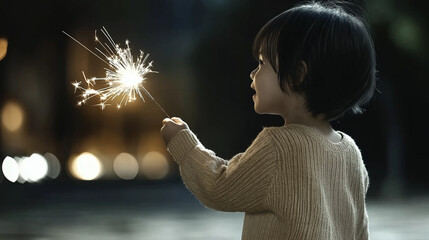 a child holding a firework