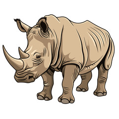 Fototapeta premium Rhinoceros standing confidently in a natural environment with detailed illustration