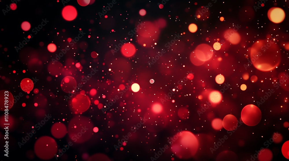 Fototapete Abstract red bokeh background. Christmas and New Year concept. - Generated AI