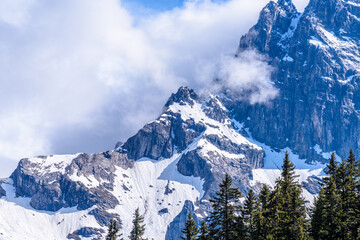The Swiss Alps at Murren, Switzerland. Jungfrau Region. The valley of Lauterbrunnen from Interlaken.