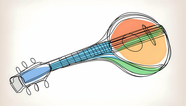 colorful line art mandolin instrument clip art preview