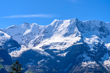 The Swiss Alps at Murren, Switzerland. Jungfrau Region. The valley of Lauterbrunnen from Interlaken.