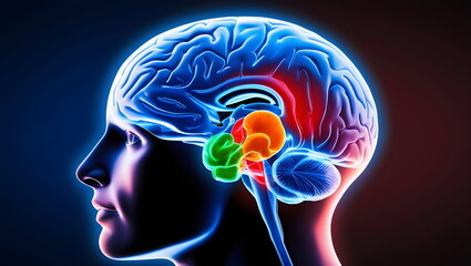 Obraz premium Detailed Anatomical Illustration of the Human Brain and Nervous System