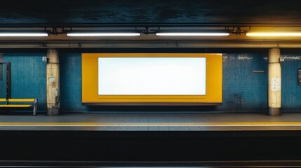 Obraz premium Blank Advertisement Billboard in a Subway Station