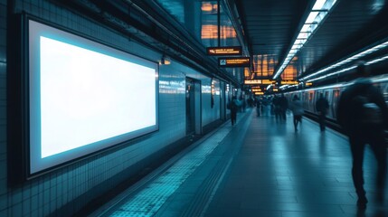 Fototapeta premium Blank Advertisement Display in a Subway Station